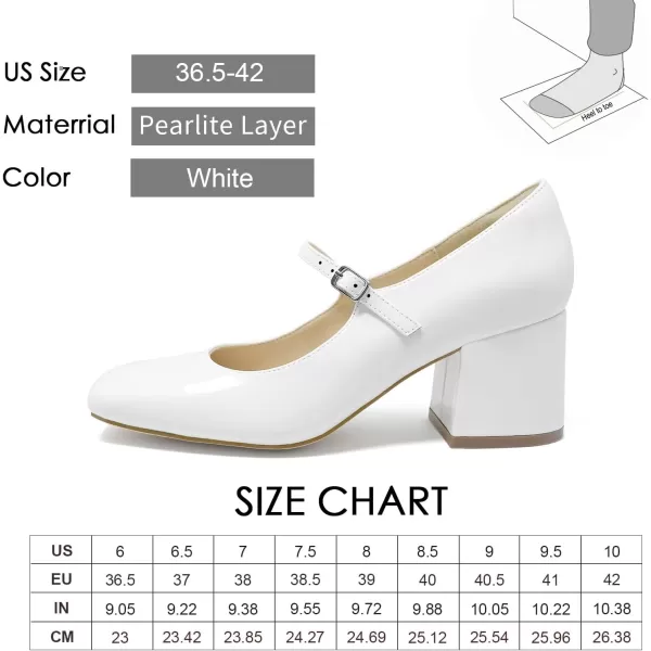 JENN ARDOR Block Heels for Women Chunky Heel Mary Jane Closed Toe Work Pumps Comfortable Square Toe Dress ShoesWhite