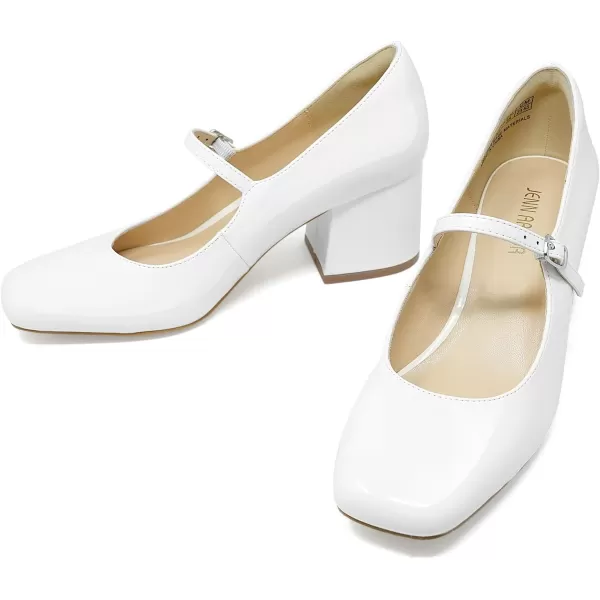 JENN ARDOR Block Heels for Women Chunky Heel Mary Jane Closed Toe Work Pumps Comfortable Square Toe Dress ShoesWhite