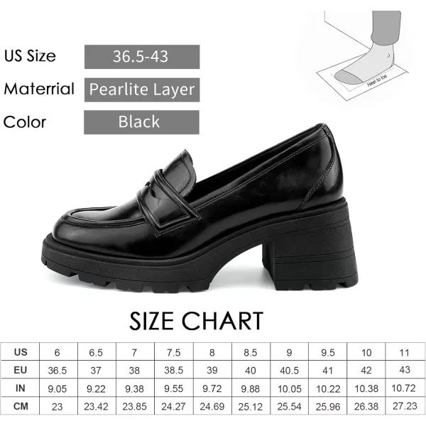 JENN ARDOR Chunky Block Heel Loafers for Women Closed Round Toe Platform Pumps Slip On Dress Shoes Wedding Party Office Lady ShoesBlackpu