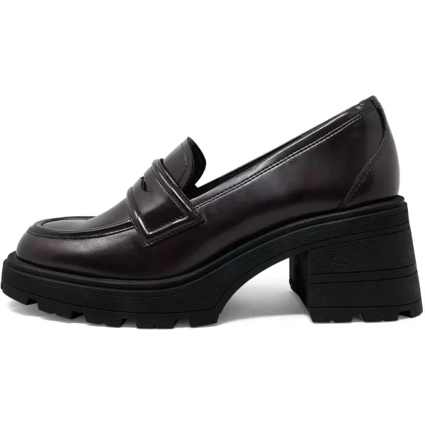 JENN ARDOR Chunky Block Heel Loafers for Women Closed Round Toe Platform Pumps Slip On Dress Shoes Wedding Party Office Lady ShoesMaroonpu