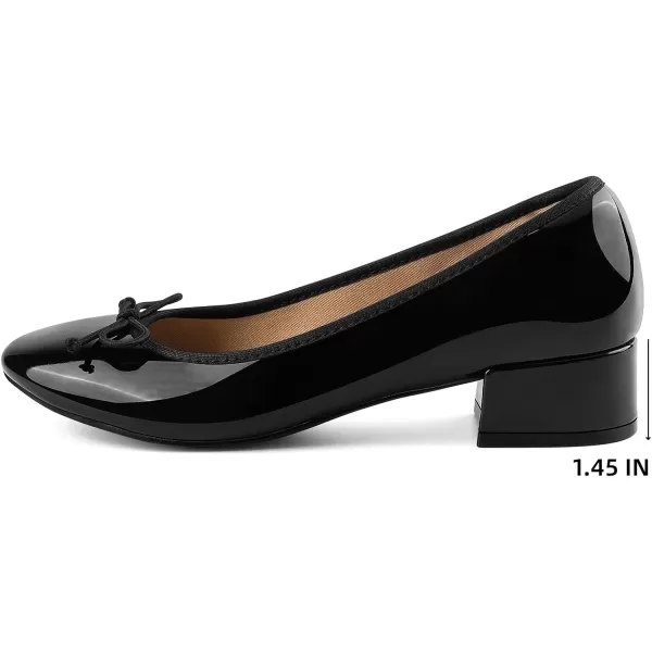 JENN ARDOR Chunky Block Low Heels Bow Round Closed Toe Comfort Work Casual SlipOn Bridal Wedding Guest Dress Sexy Prom Pumps Shoes for WomenBlackpu