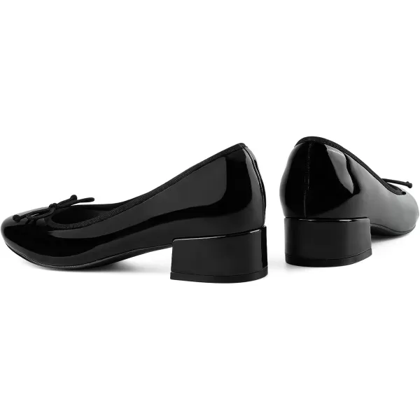 JENN ARDOR Chunky Block Low Heels Bow Round Closed Toe Comfort Work Casual SlipOn Bridal Wedding Guest Dress Sexy Prom Pumps Shoes for WomenBlackpu