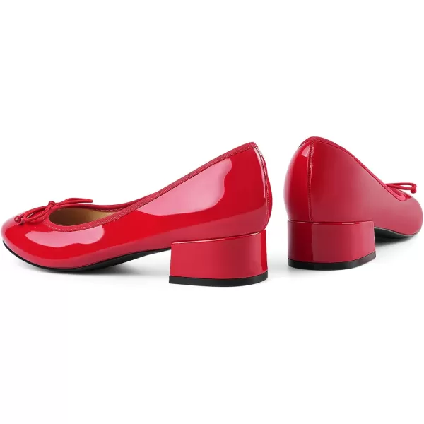 JENN ARDOR Chunky Block Low Heels Bow Round Closed Toe Comfort Work Casual SlipOn Bridal Wedding Guest Dress Sexy Prom Pumps Shoes for WomenRedpu