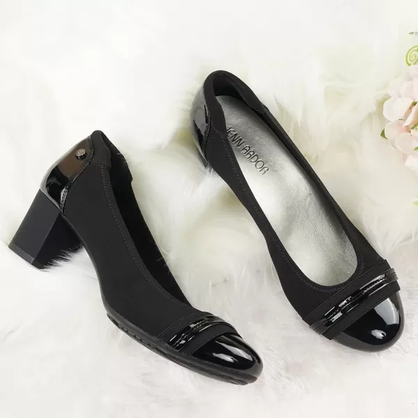 JENN ARDOR Chunky Block Pumps for Women Slip On Low Heel Closed Round Toe Dress Shoes Classic Mid Square Shoes Wedding Party Office Lady Shoes 2 inchBlack 1