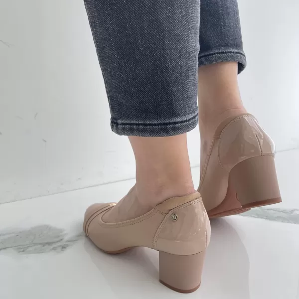 JENN ARDOR Chunky Block Pumps for Women Slip On Low Heel Closed Round Toe Dress Shoes Classic Mid Square Shoes Wedding Party Office Lady Shoes 2 inchNude