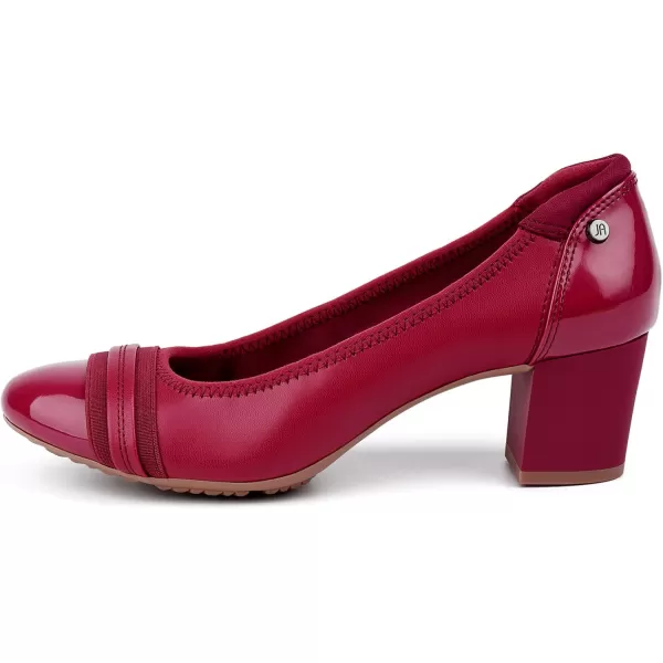 JENN ARDOR Chunky Block Pumps for Women Slip On Low Heel Closed Round Toe Dress Shoes Classic Mid Square Shoes Wedding Party Office Lady Shoes 2 inchRed