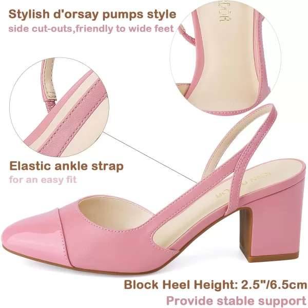JENN ARDOR Closed Toe Chunky Heels Slingback Pumps Block Dress Shoes Women Comfort Classic Splicing Pointy Cap Toe Low Heels Sandals 25 inch for WeddingPink