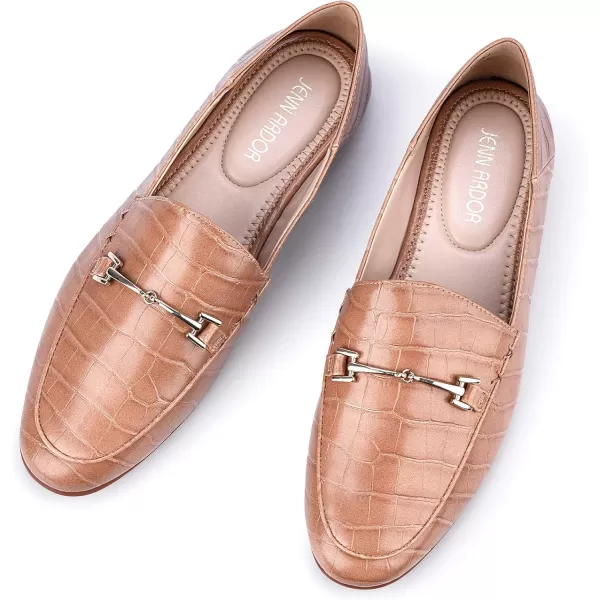 JENN ARDOR Loafers for Women Flats Shoes Womens Penny Loafers Slip On Pointed Toe Comfortable Office Work Driving Flats Fashion Dress Shoes for WomenCamel Croc
