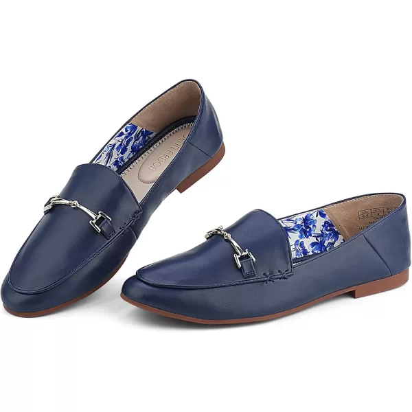 JENN ARDOR Loafers for Women Flats Shoes Womens Penny Loafers Slip On Pointed Toe Comfortable Office Work Driving Flats Fashion Dress Shoes for WomenNavy