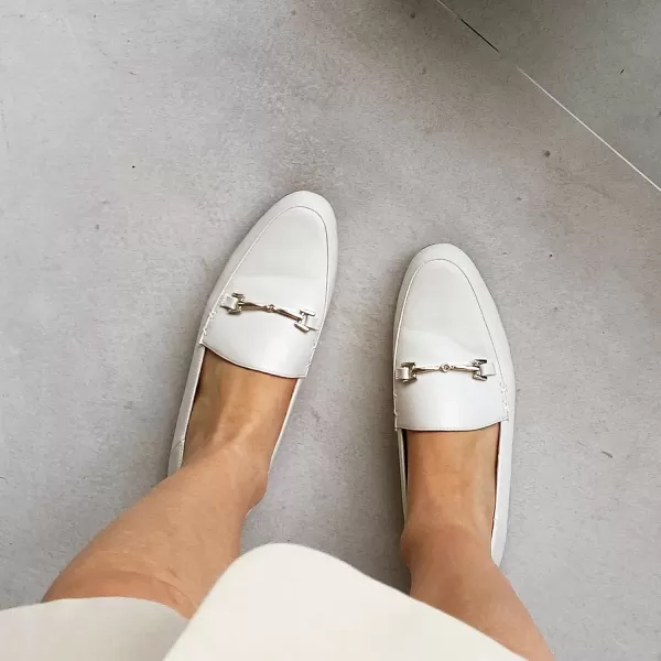 JENN ARDOR Loafers for Women Flats Shoes Womens Penny Loafers Slip On Pointed Toe Comfortable Office Work Driving Flats Fashion Dress Shoes for WomenWhite