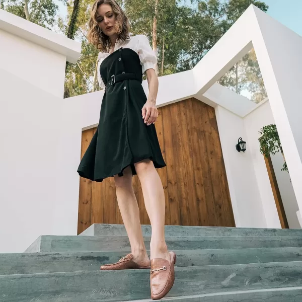JENN ARDOR Mules for Women Flats Backless Loafers Shoes Slip On Slippers Pointed Toe Low Heel Work Slides Womens Mules Casual ShoesCamel Flats