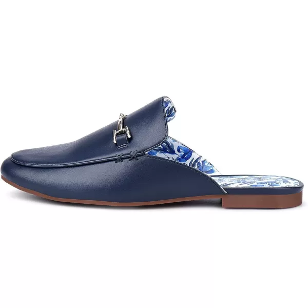 JENN ARDOR Mules for Women Flats Backless Loafers Shoes Slip On Slippers Pointed Toe Low Heel Work Slides Womens Mules Casual ShoesNavy Mules