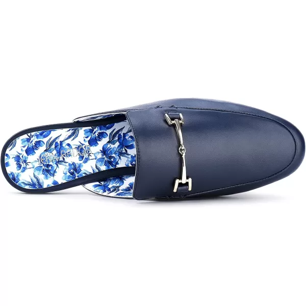 JENN ARDOR Mules for Women Flats Backless Loafers Shoes Slip On Slippers Pointed Toe Low Heel Work Slides Womens Mules Casual ShoesNavy Mules