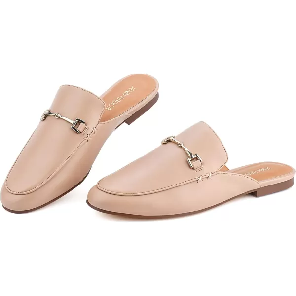 JENN ARDOR Mules for Women Flats Backless Loafers Shoes Slip On Slippers Pointed Toe Low Heel Work Slides Womens Mules Casual ShoesNude Flats