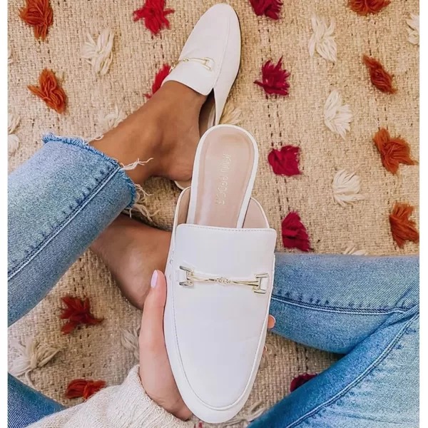 JENN ARDOR Mules for Women Flats Backless Loafers Shoes Slip On Slippers Pointed Toe Low Heel Work Slides Womens Mules Casual ShoesWhite Flats