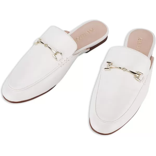 JENN ARDOR Mules for Women Flats Backless Loafers Shoes Slip On Slippers Pointed Toe Low Heel Work Slides Womens Mules Casual ShoesWhite Flats