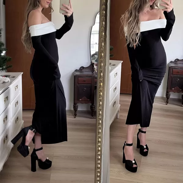 JENN ARDOR Platform High Heels for Women Sexy Peep Toe Chunky Heels Comfortable 45inch Block Heeled Sandals Pumps Ankle Strap Wedding Party Evening Dress ShoesBlack