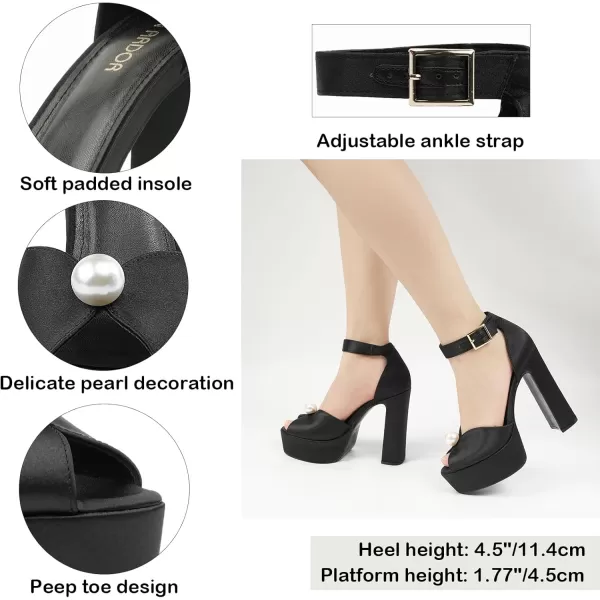 JENN ARDOR Platform High Heels for Women Sexy Peep Toe Chunky Heels Comfortable 45inch Block Heeled Sandals Pumps Ankle Strap Wedding Party Evening Dress ShoesBlack