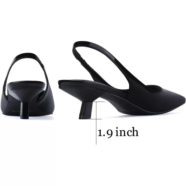 JENN ARDOR Slingback Heels for Women Low Heels Dress Shoes Kitten Pumps Dressy Heeled Sandals Wide Width Fashion Casual ShoesBlackPu