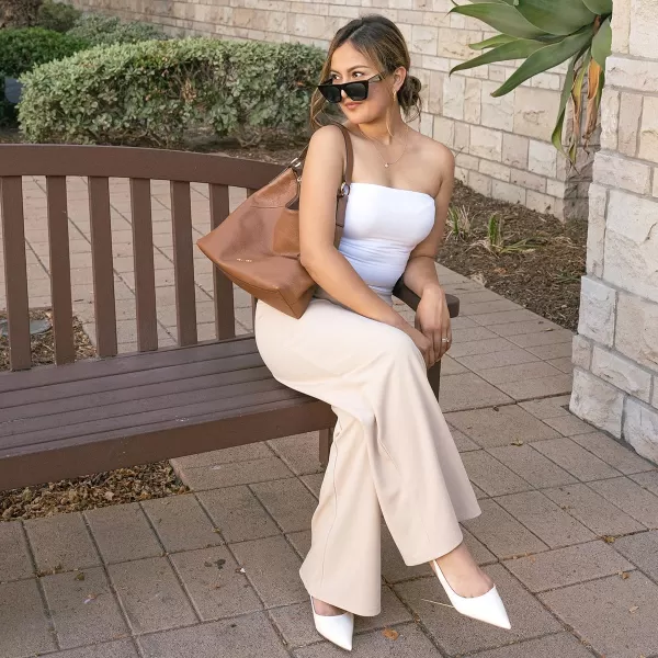 JENN ARDOR Slingback Heels for Women Low Heels Dress Shoes Kitten Pumps Dressy Heeled Sandals Wide Width Fashion Casual ShoesCream WhitePu