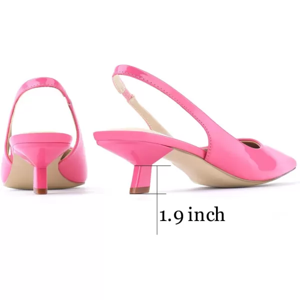 JENN ARDOR Slingback Heels for Women Low Heels Dress Shoes Kitten Pumps Dressy Heeled Sandals Wide Width Fashion Casual ShoesHot PinkPu