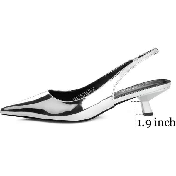 JENN ARDOR Slingback Heels for Women Low Heels Dress Shoes Kitten Pumps Dressy Heeled Sandals Wide Width Fashion Casual ShoesMetallic Silver