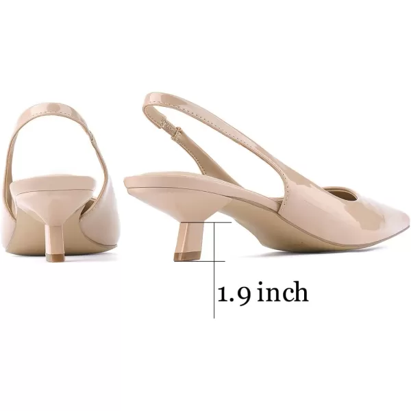JENN ARDOR Slingback Heels for Women Low Heels Dress Shoes Kitten Pumps Dressy Heeled Sandals Wide Width Fashion Casual ShoesNudePu