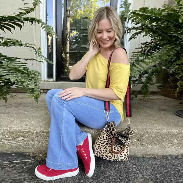 JENN ARDOR Slip On Canvas Shoes for Women Low Top Fashion Sneakers Comfortable Walking FlatsAchristmas Red