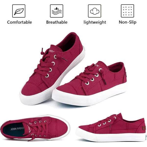 JENN ARDOR Slip On Canvas Shoes for Women Low Top Fashion Sneakers Comfortable Walking FlatsAchristmas Red