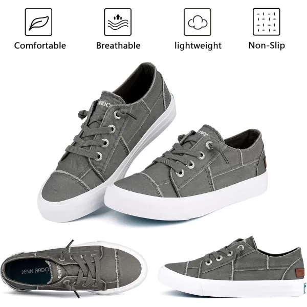 JENN ARDOR Slip On Canvas Shoes for Women Low Top Fashion Sneakers Comfortable Walking FlatsAgrey