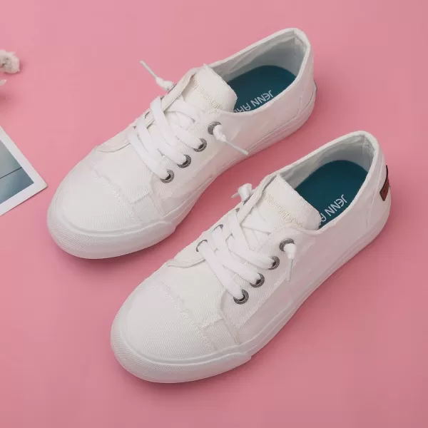 JENN ARDOR Slip On Canvas Shoes for Women Low Top Fashion Sneakers Comfortable Walking FlatsAmilky White