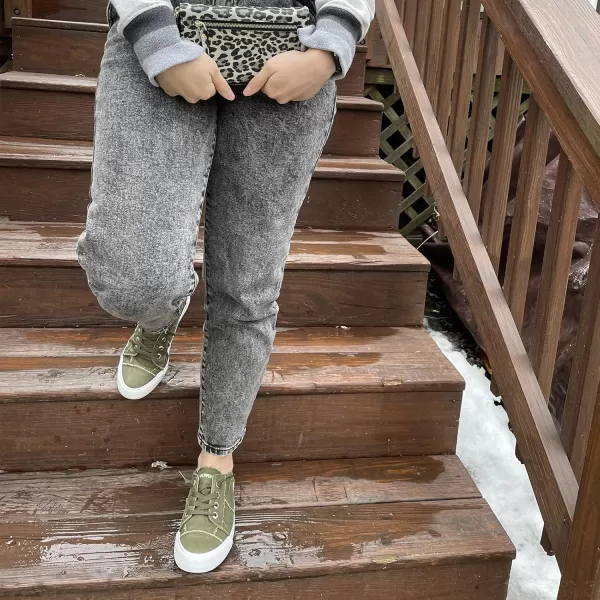 JENN ARDOR Slip On Canvas Shoes for Women Low Top Fashion Sneakers Comfortable Walking FlatsAolive