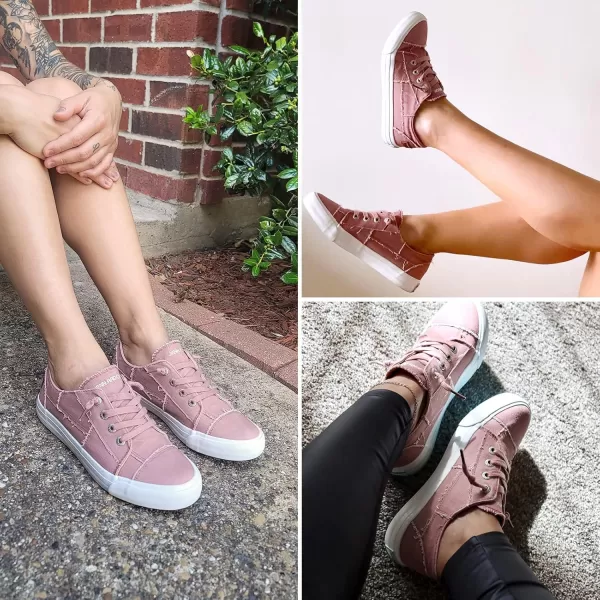 JENN ARDOR Slip On Canvas Shoes for Women Low Top Fashion Sneakers Comfortable Walking FlatsApink