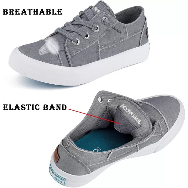 JENN ARDOR Slip On Canvas Shoes for Women Low Top Fashion Sneakers Comfortable Walking FlatsAsmoky Grey