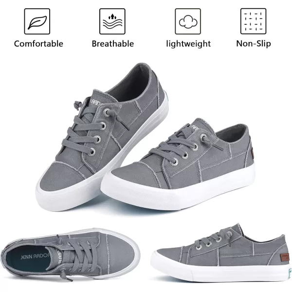 JENN ARDOR Slip On Canvas Shoes for Women Low Top Fashion Sneakers Comfortable Walking FlatsAsmoky Grey