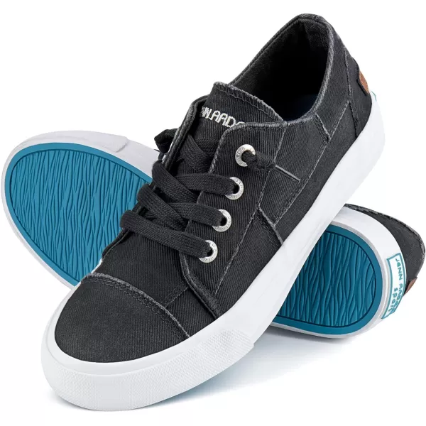 JENN ARDOR Slip On Canvas Shoes for Women Low Top Fashion Sneakers Comfortable Walking FlatsDark Gray