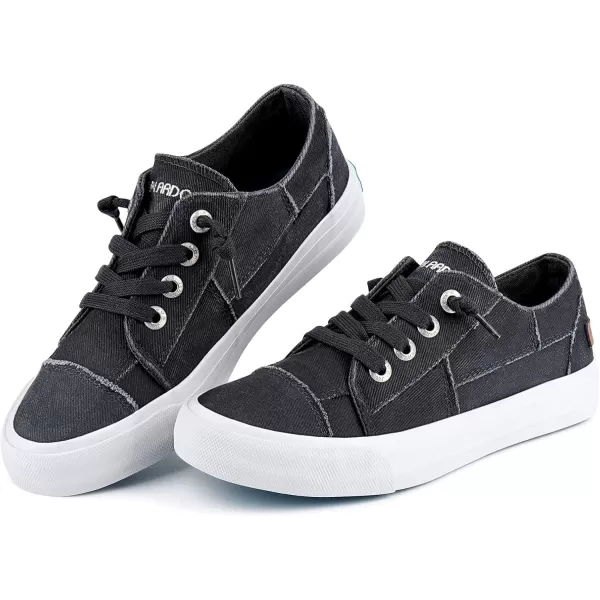 JENN ARDOR Slip On Canvas Shoes for Women Low Top Fashion Sneakers Comfortable Walking FlatsDark Gray