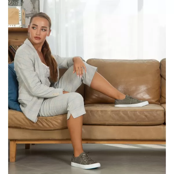 JENN ARDOR Slip On Canvas Shoes for Women Low Top Fashion Sneakers Comfortable Walking FlatsGrey