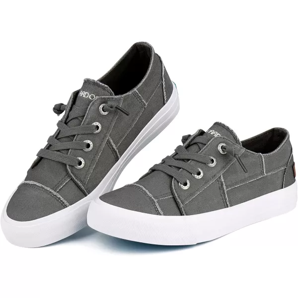 JENN ARDOR Slip On Canvas Shoes for Women Low Top Fashion Sneakers Comfortable Walking FlatsGrey