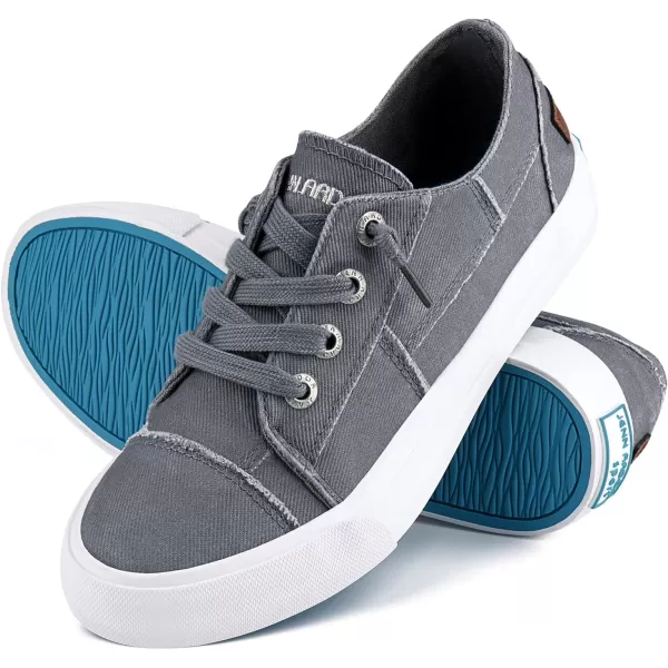 JENN ARDOR Slip On Canvas Shoes for Women Low Top Fashion Sneakers Comfortable Walking FlatsLight Gray
