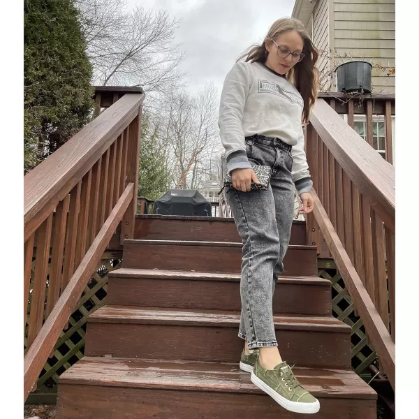 JENN ARDOR Slip On Canvas Shoes for Women Low Top Fashion Sneakers Comfortable Walking FlatsOlive