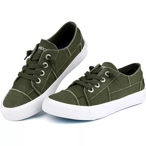 JENN ARDOR Slip On Canvas Shoes for Women Low Top Fashion Sneakers Comfortable Walking FlatsOlive