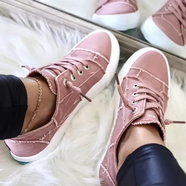 JENN ARDOR Slip On Canvas Shoes for Women Low Top Fashion Sneakers Comfortable Walking FlatsPink
