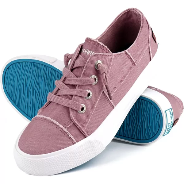 JENN ARDOR Slip On Canvas Shoes for Women Low Top Fashion Sneakers Comfortable Walking FlatsPink