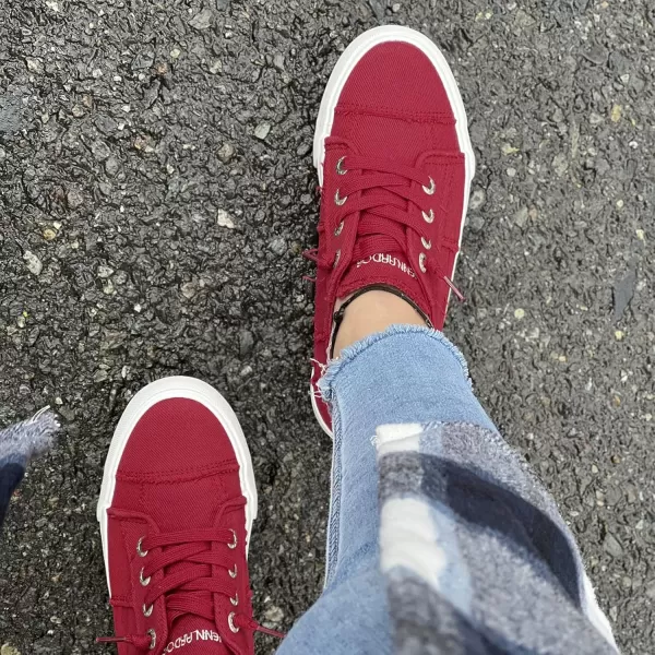 JENN ARDOR Slip On Canvas Shoes for Women Low Top Fashion Sneakers Comfortable Walking FlatsRed