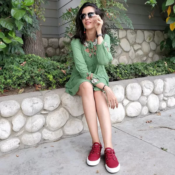 JENN ARDOR Slip On Canvas Shoes for Women Low Top Fashion Sneakers Comfortable Walking FlatsRed