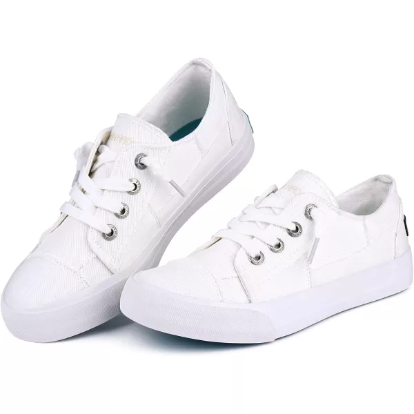 JENN ARDOR Slip On Canvas Shoes for Women Low Top Fashion Sneakers Comfortable Walking FlatsWhite