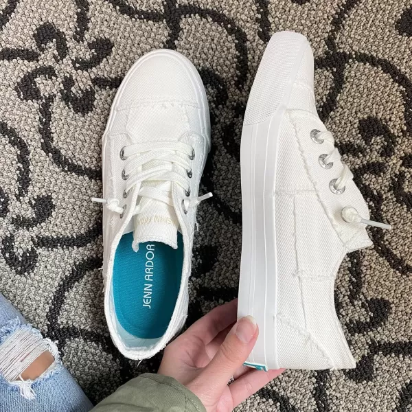 JENN ARDOR Slip On Canvas Shoes for Women Low Top Fashion Sneakers Comfortable Walking FlatsWhite