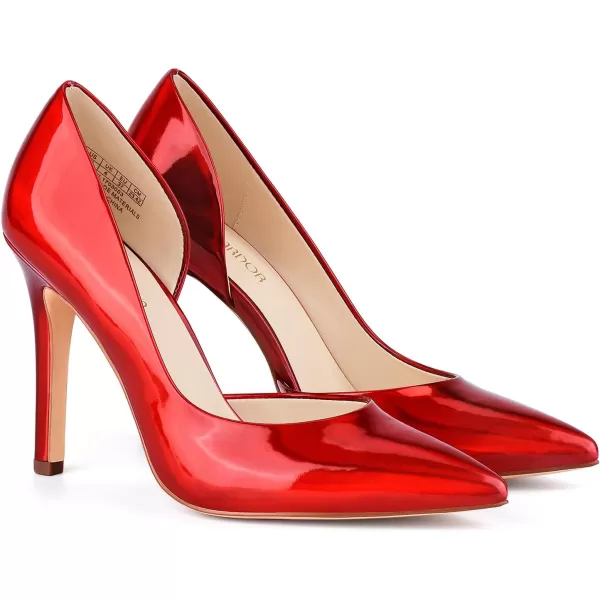 JENN ARDOR Stiletto High Heel Shoes for Women Pointed Closed Toe Classic Slip On Dress PumpsBurgundy Red