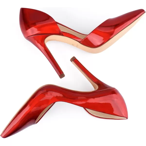 JENN ARDOR Stiletto High Heel Shoes for Women Pointed Closed Toe Classic Slip On Dress PumpsBurgundy Red